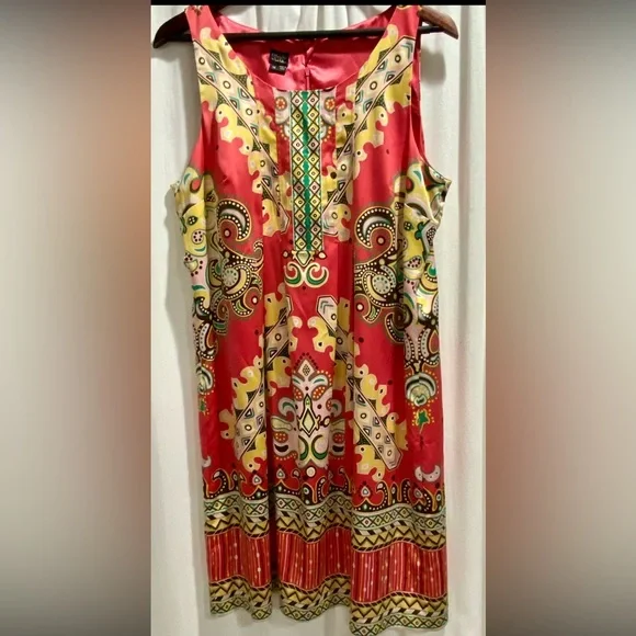 Nicole by Nicole Miller Colorful Sleeveless Sz 14 Paisley Print Shift Dress - Picture 7 of 16